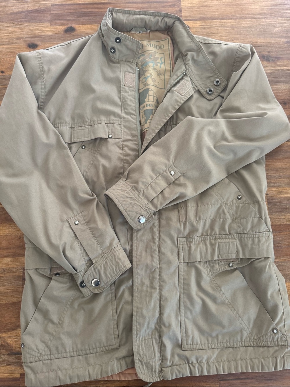 Vintage 80s/90s IL UOMO MODO Utility Field Jacket Hooded Safari Coat L